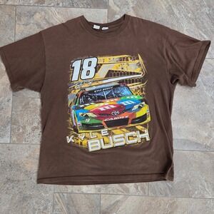 Kyle Busch 18 M&M Camry NASCAR Racing T Shirt Men's Brown Official Licensed 2012